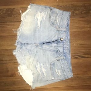 Light washed jean shorts